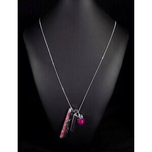 India Hicks Identity Necklace Womens Pink Silver Semi Precious Retired Jewelry